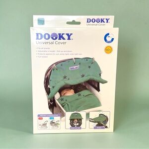 Dooky Stroller and Car Seat Sun Cover Color Green W/ Navy Stars UV Sun Wind Rain